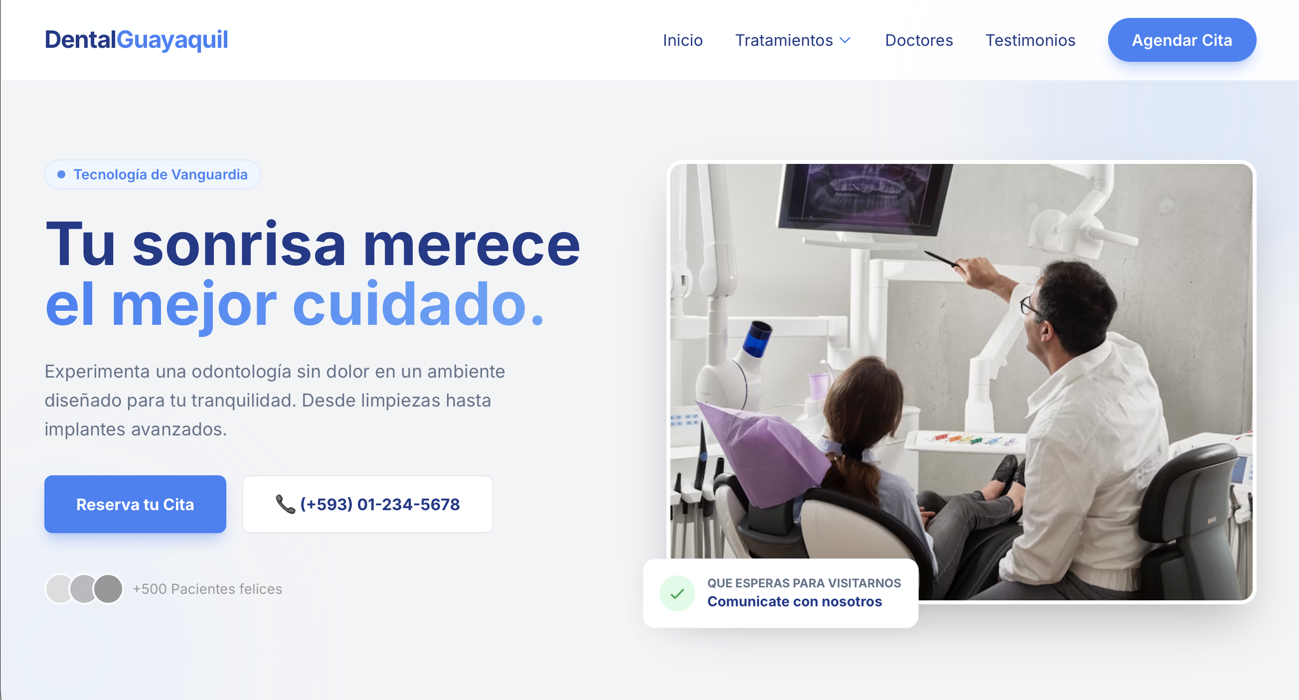 Vista previa de la landing page Dental Guayaquil