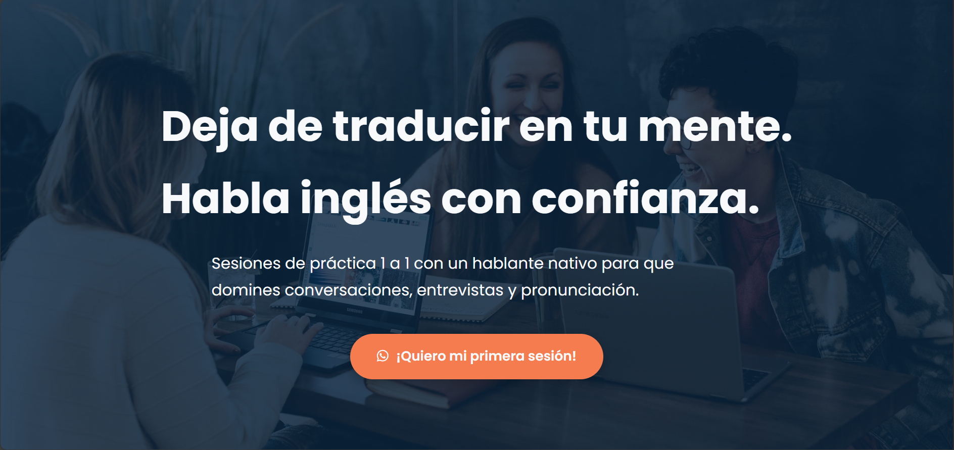 Vista previa de la landing page TrueEnglish